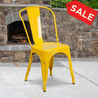 Flash Furniture CH-31230-YL-GG Yellow Metal Indoor-Outdoor Stackable Chair